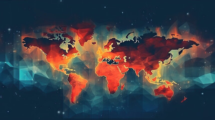 World map double exposure background. Generative AI.