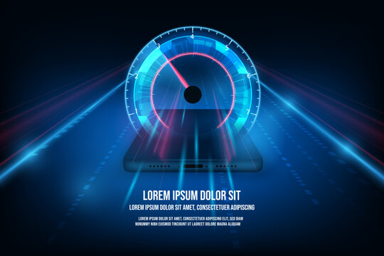 Vector internet fastest connection with mobile phone concept. Speed of network internet wireless.