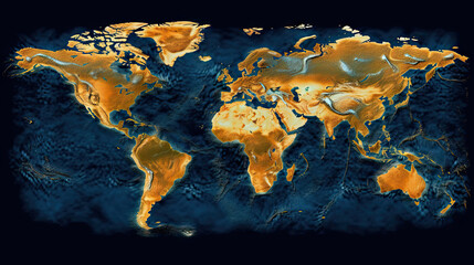 World map flood background. Generative AI.