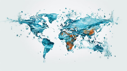 Obraz premium World map water background. Generative AI.
