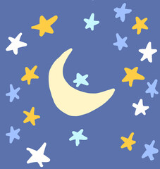 Stars blue moon background 