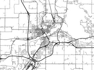 Naklejka premium Road map of the city of Chipewa Falls Wisconsin in the United States of America on a transparent background.