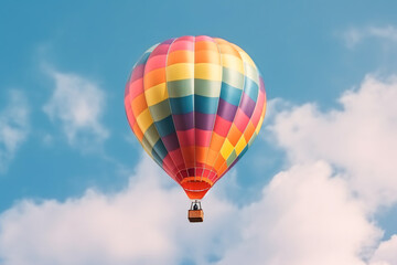 Naklejka premium Rainbow balloon on sky background. concept of lgbti. copy space made with Generative AI