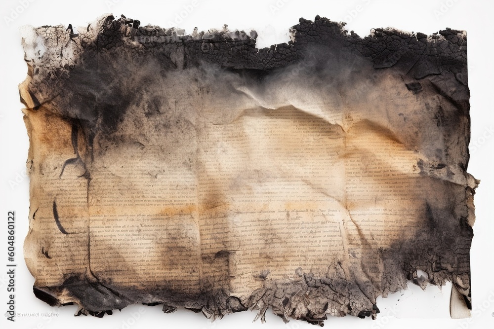 Poster burnt paper isolated on white background. generated by ai.