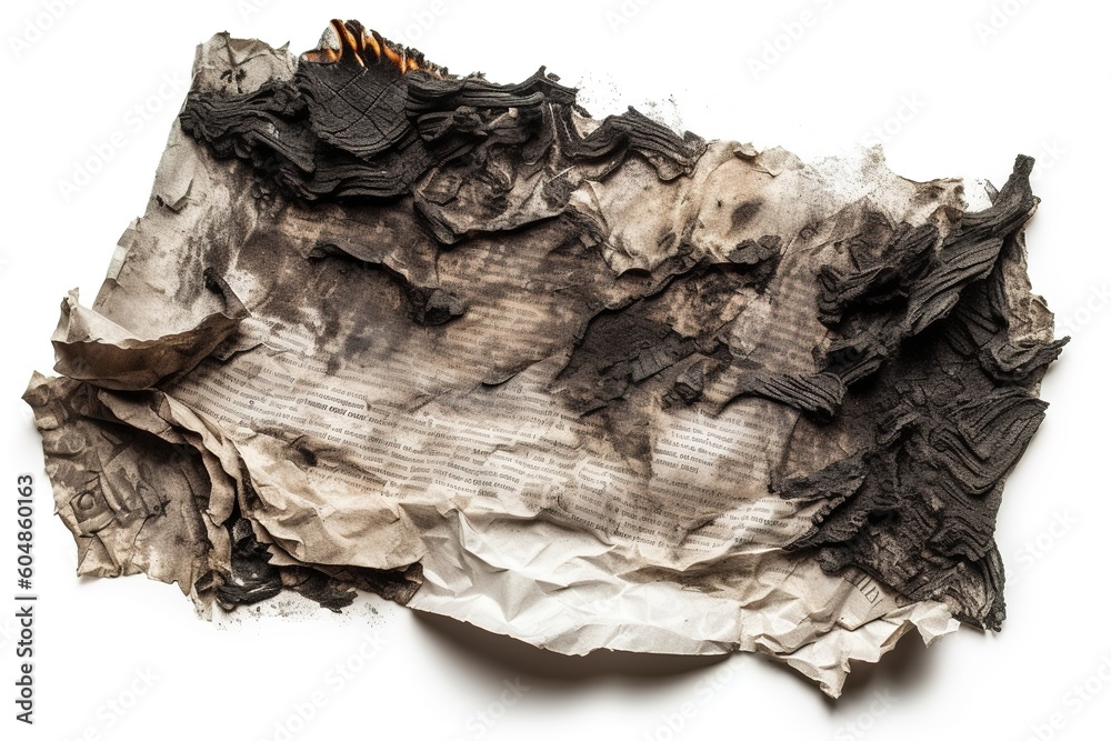 Poster burnt paper isolated on white background. generated by ai.