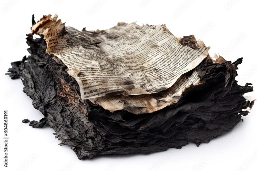 Poster burnt paper isolated on white background. generated by ai.