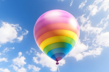 Naklejka premium Rainbow balloon on sky background. concept of lgbti. copy space made with Generative AI