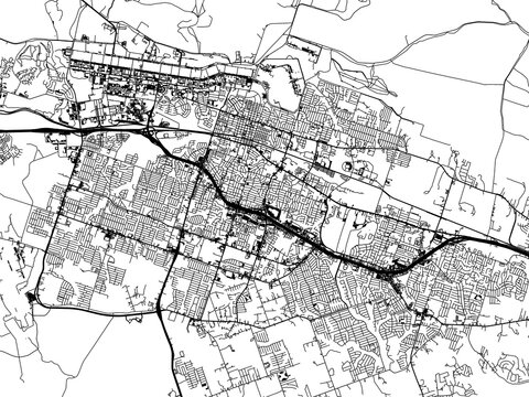 Road map of the city of  Killeen Texas in the United States of America on a transparent background.