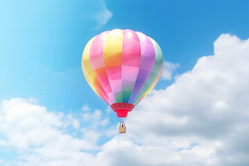 Fototapeta na wymiar Rainbow balloon on sky background. concept of lgbti. copy space made with Generative AI