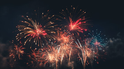 Fototapeta premium Fireworks light up to sky, generative AI.