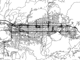 Fototapeta premium Road map of the city of Simi Valley California in the United States of America on a transparent background.