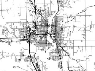Naklejka premium Road map of the city of Wausau Wisconsin in the United States of America on a transparent background.