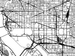 Road map of the city of  Washington Center District of Columbia in the United States of America on a transparent background.