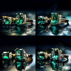 emerald gem gold ring on blurred background women jewelry,women accessory,generated ai