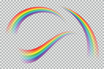 Striped rainbow set with transparency effect. Vector
