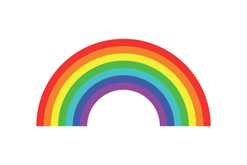 Flat wide rainbow on white background. Vector