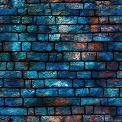 Indigo Luminescence Beautiful Brick Wall Texture Tile Seamless Background. Generative AI