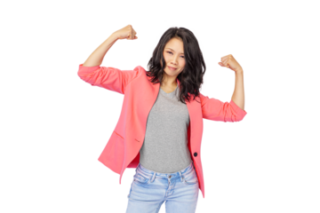 adult asian woman ready for job isolated on free PNG Background- business concept