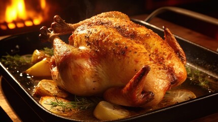 Roasted whole chicken. Generative AI