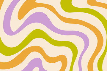 Retro Groovy Background, Trendy 70s Wavy Pattern