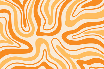 Retro Groovy Background, Trendy 70s Wavy Pattern