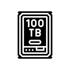 100 terabyte hard drive future technology glyph icon vector. 100 terabyte hard drive future technology sign. isolated symbol illustration