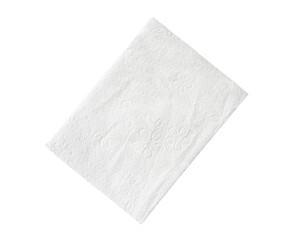 Top view of folded white tissue paper or napkin isolated on white background with clipping path in...
