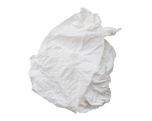 Obraz premium Single screwed or crumpled tissue paper or napkin in strange shape after use in toilet or restroom isolated on white background with clipping path in png file format
