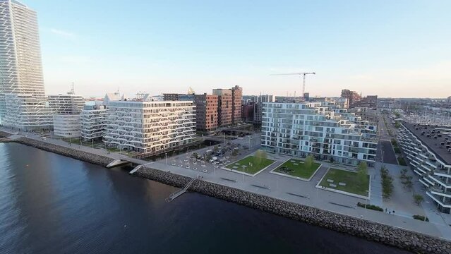 City skyline - Aarhus &Oslash; Denmark. Lighthouse and Pakhusene