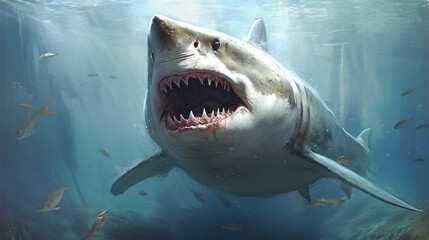 Naklejka premium A shark with a mouth open