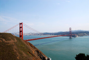 View from Marin Headlands over Golden Gate Bridge and San Francisco Bay
