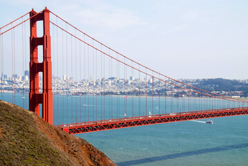 View from Marin Headlands over Golden Gate Bridge and San Francisco Bay