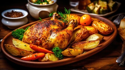 Roasted whole chicken. Generative AI