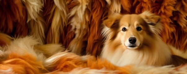 Dog and fluffy fur texture in the background Generative AI 
