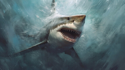 Fototapeta premium A shark with a mouth open