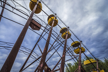 Ferris wheel in amusement park, Pripyat abandoned city in Chernobyl Exclusion Zone, Ukraine