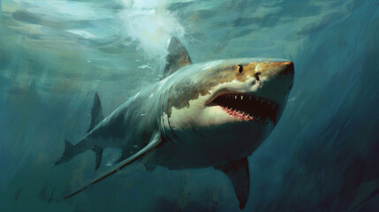 Naklejka premium A shark with a mouth open