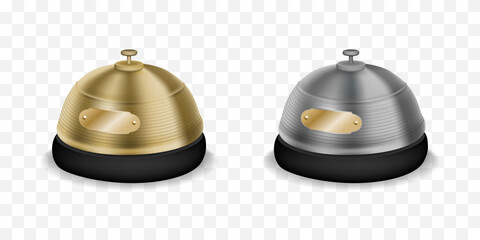 Realistic service bell collection. Set of service bell with shadow