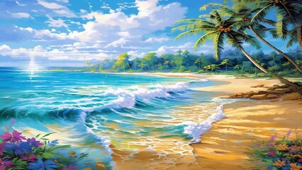 Obraz na płótnie Canvas beach with palm tree