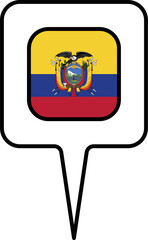 Ecuador flag Map pointer icon, square design.