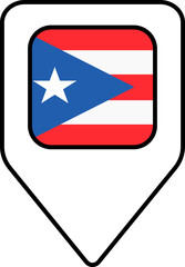 Puerto Rico flag map pin navigation icon, square design.