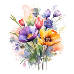 Obraz na płótnie Canvas watercolor bouquet of tulips ai generative,