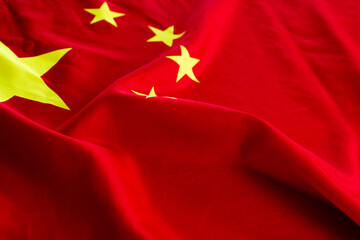 Closeup of Chinese waving flag