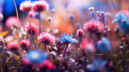 Pink and blue wildflowers