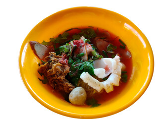 Yen Ta Fo Noodles in an orange cup can see the ingredients