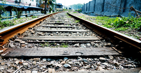 Fototapeta na wymiar Straight railway line for train