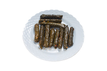 Stuffed grape leaves on png background. Traditional Turkish cuisine delicacies. Delicious dolma (yaprak sarma).  