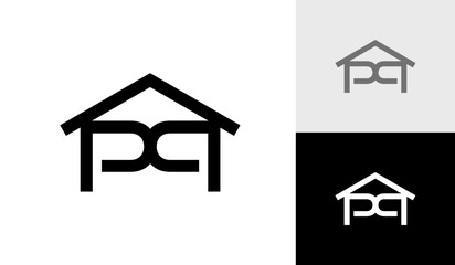 Letter PP initial monogram with house roof logo design