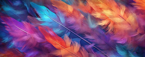 Obraz premium Colorful Feathers Detailed Abstract Texture Generative AI 