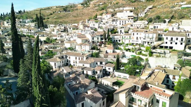 Granada, Andalusia. Aerial view of the city homes and streets